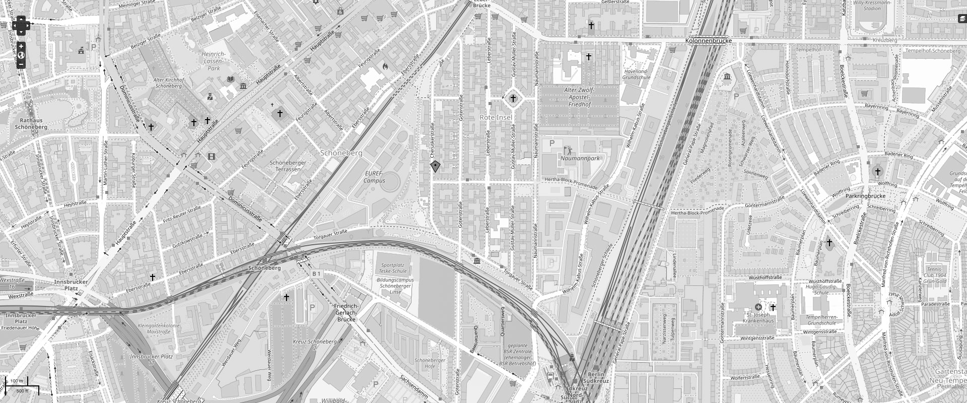 Ausschnitt Stadtplan mit Standort-Markierung Stadtplanausschnitt mit Standort-Markierung